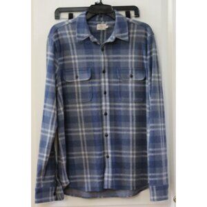 Faherty Mens Plaid Flannel Long Sleeve Button Up Shirt Size Large Blue Beige